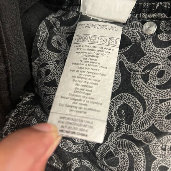 Women’s Black Denim Mini Skirt Star Stud Embellished Raw Frayed Hem Size S - Picture 7 of 10